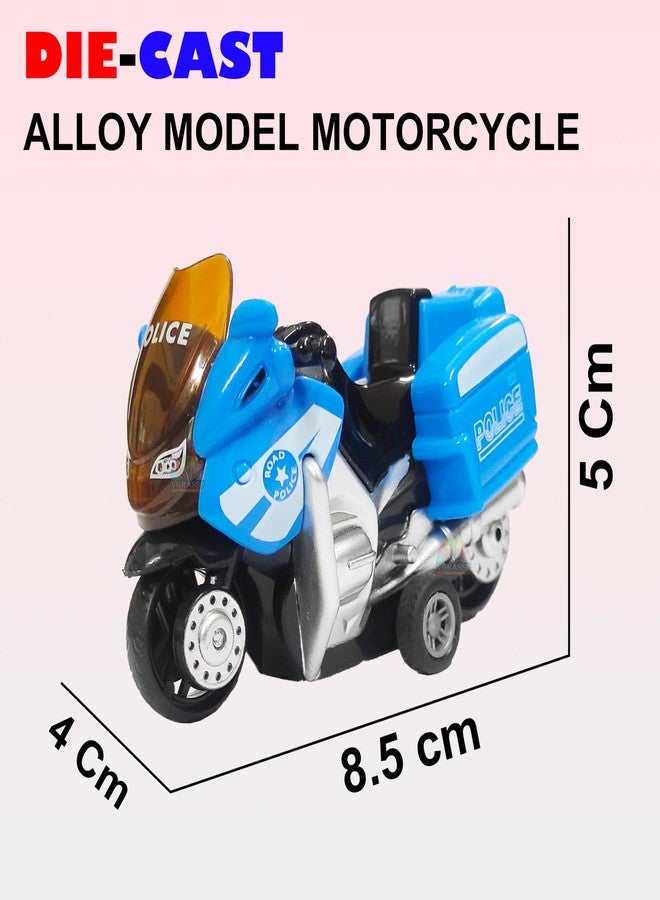 VGRASSP 1:14 Scale Model Pull Back Action Die Cast Bike Toy Vehicle for Kids - Rubber Tyres, Detailed Exterior Sports Motorcycle Toy - Color As Per Stock (Police Patrol) - Image 3